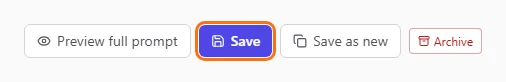 The Save button on the changed set