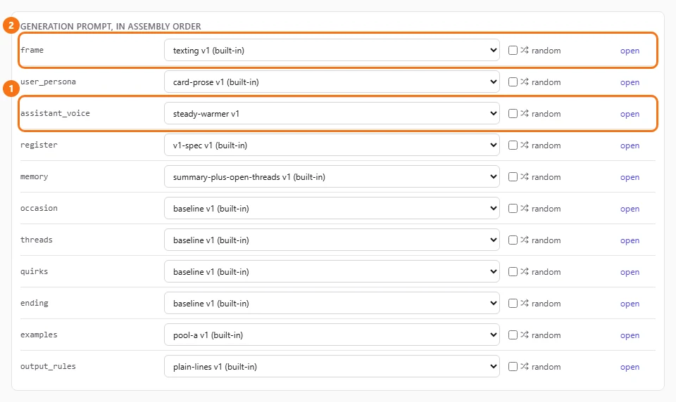Warm evenings with the assistant_voice and frame slots changed