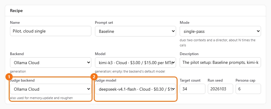 The Judge backend and Judge model fields, highlighted