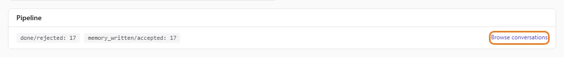 The Browse conversations link on a finished run