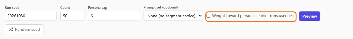 The cross-run weighting checkbox, unticked