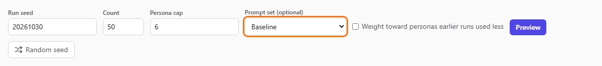The Prompt set field with a prompt set picked
