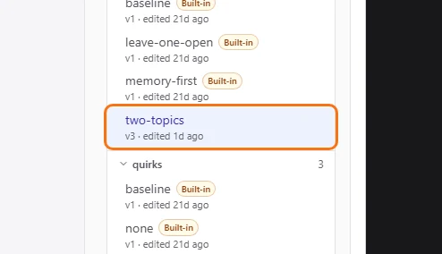 The two-topics segment open at v3