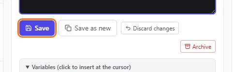 The Save button ready to save the edited segment